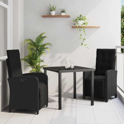 vidaXL Set de masă pentru grădină 3 pcs Negru poliratan 3380309 foto