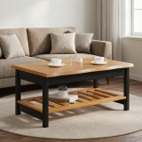 VidaXL Masă de cafea EKAI Negru 100 x 60 x 45,5 cm Lemn masiv de pin 42037019