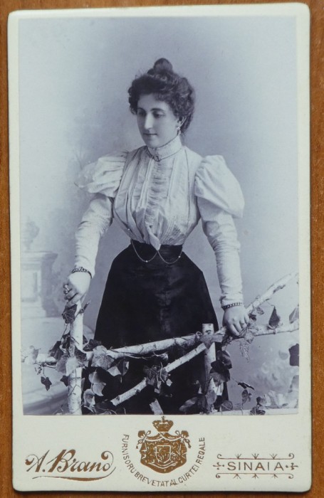 Foto pe carton Alfred Brandt, Sinaia, de secol 19; Doamna din inalta societate