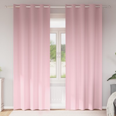 vidaXL Perdele cu perdele 2 pcs Roz bebeluș 260 x 140 cm Poliester foto