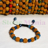 Bratara rudraksha 8mm si agat albastru fatetat 6mm, Stonemania Bijou