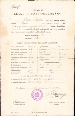 HST A1903 Certificat școlar 1909 Făgăraș elevă rom&amp;acirc;ncă ortodoxă foto