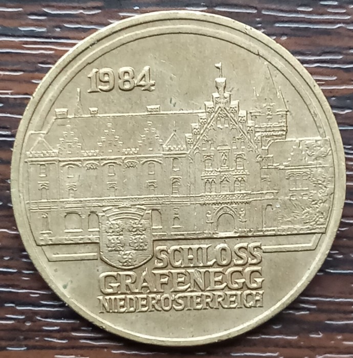 (S) MONEDA AUSTRIA - 20 SCHILLING 1984, PALATUL GRAFENEGG