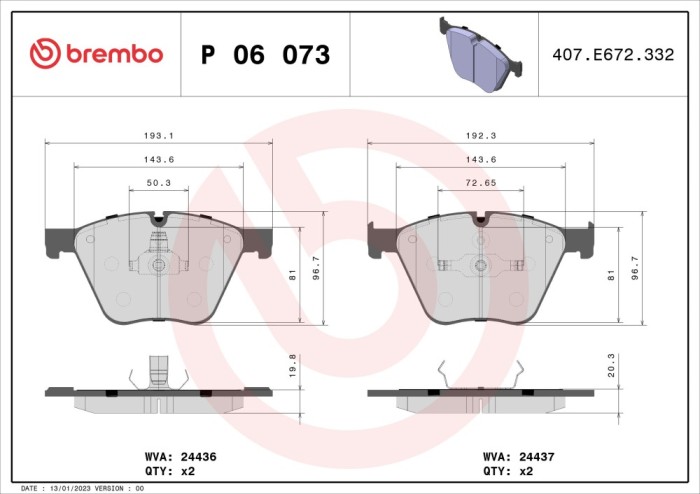 BREMBO P 06 073 PRIME LINE set placute frana disc