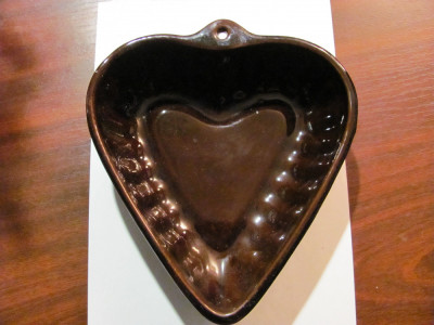 CY Bol / castron mare deosebit forma inima / ceramica smaltuita / 19 x 21,50 cm foto