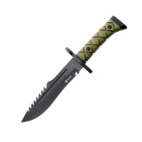 Cutit militar tactic Foxter, lama cu ferastrau, 34 cm, toc, verde