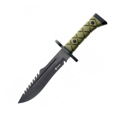 Cutit militar tactic Foxter, lama cu ferastrau, 34 cm, toc, verde foto