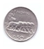 Moneda Italia 50 centesimi 1921, muchie neteda, stare buna, curata, Europa, Nichel