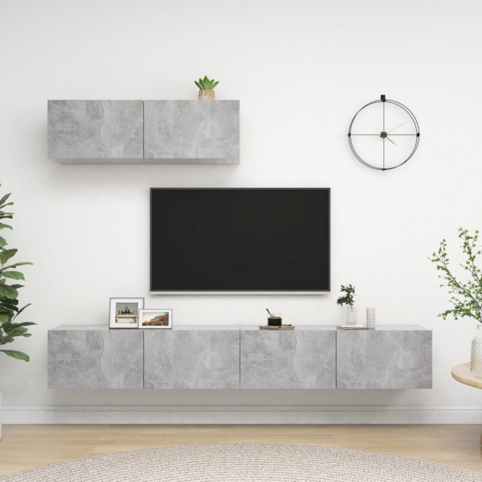 vidaXL Set de dulapuri TV, 3 piese, gri beton, lemn prelucrat