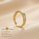 Inel Coroana de Lumina , 4 mm, placat cu aur 14K, cu zirconia