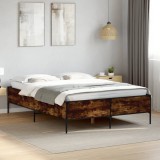 VidaXL Cadru de pat, stejar fumuriu 140x200 cm lemn prelucrat și metal