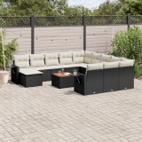 Gossi set mobilier de gradina cu perne, 13 piese, negru, poliratan