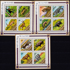 DB1 Guineea Fauna Africana 12 v. in blocuri de 4 RARE MNH