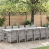 VidaXL Set de masă pentru grădină 15 pcs Gri deschis Ratan Polt 3378648