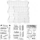 Set de 4 matrite de creat timbre si 4 folii cu stickere TankerStreet, acril, transparent