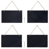 Set 4 Etichete Ardezie Navaris, 15 x 25 cm, Negru, Compozit, Gradina, Decor Nunta, Reutilizabile, + 2 Creioane