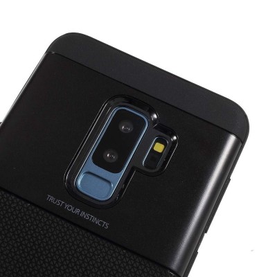 Husa Samsung Galaxy S9 Plus Ipaky Elegant Grid Design TPU Hybrid Negru foto