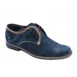 Pantofi barbati casual din piele Intoarsa naturala bleumarin P80VELBL