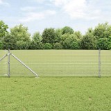 Gard din plasă sudată cu 13 st&acirc;lpi cu v&acirc;rf 0.4x50 m Oțel galvanizat