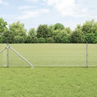 Gard din fibră sudată cu 13 st&amp;acirc;lpi cu v&amp;acirc;rf 0.8x25 m Oțel galvanizat foto