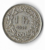 Moneda 1 franc 1945 - Elvetia, 5 g argint 0,835