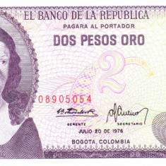 Bancnota Columbia 2 Pesos 1976 - P413b UNC
