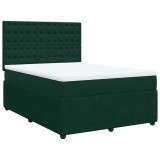 Cumpara ieftin Pat box spring cu saltea, verde inchis, 140x200 cm, catifea