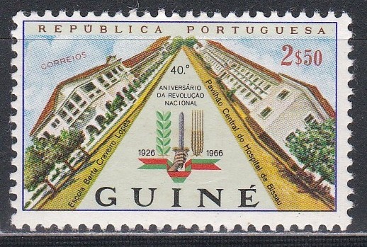 Guineea Portugheza 1966 - A 40-a aniversare a Revoluției Naționale (Vopseaua strapunsa pe verso)