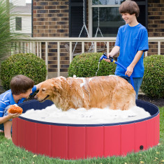 PawHut, piscina pliabila pentru caini, 140x30 cm, rosu