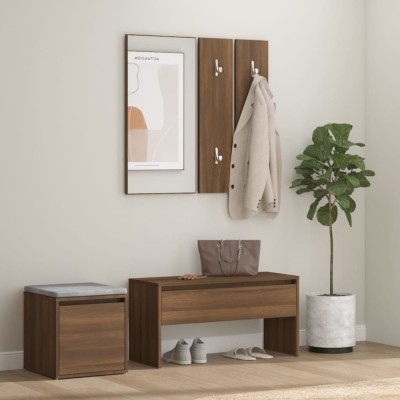 Gossi set de mobilier pentru hol, stejar maro, lemn prelucrat foto