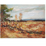 E60. Tablou, Peisaj de toamna reinterpretat dupa Grigorescu, neinramat, 24x18cm, Peisaje, Acrilic, Impresionism