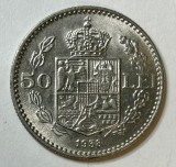 Moneda Romania 50 Lei 1938 Carol II Rege
