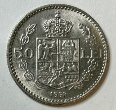 Moneda Romania 50 Lei 1938 Carol II Rege