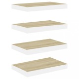 Rafturi perete suspendate 4 buc. alb/stejar 50x23x3,8cm MDF, DKD Home Decor