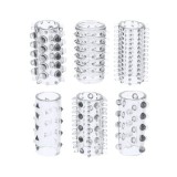 Mansoane Penis Toy Joy Puternic, Transparente - Set 6 Bucati, Prelungire &amp; Stimulare, Sex Shop