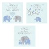 Set 3 Tablouri Canvas Decorativ Elefant Albastru 25x25cm NippleBaby - Tablou Baieti, Personaje Diverse, Canvas Mat, Albastru Deschis