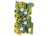 Conector terminal pentru șine 0,2-6mm&sup2;, 4 borne, galben-verde, TE Connectivity