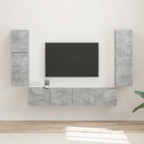 Cumpara ieftin Set comoda TV 4 buc. Gri din beton Lemn prelucrat