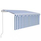 Cumpara ieftin Copertina retractabila automat cu stor, albastru&amp;alb, 3,5x2,5 m