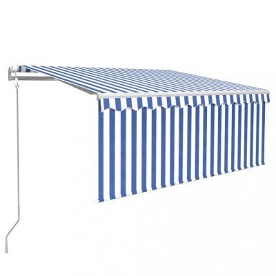 Copertina retractabila automat cu stor, albastru&amp;amp;alb, 3,5x2,5 m foto