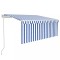 Copertina retractabila automat cu stor, albastru&amp;alb, 3,5x2,5 m