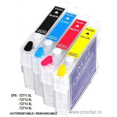 SET Cartuse reincarcabile pt EPSON 27 XL autoresetabile 27XL ( BLACK + CYAN +