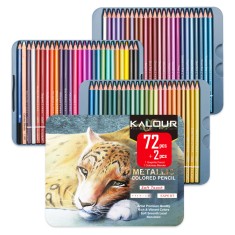 Set de 74 creioane colorate, 72 culori metalice + 2 carti colorat desen
