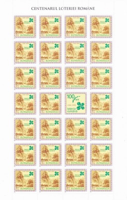 CENTENARUL LOTERIEI ROMANE,COLI CU VINIETA POZITIE DIFERITA 2006,MNH,LP.1737 foto
