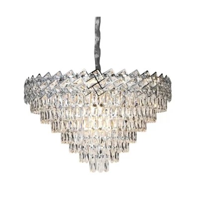 Candelabru Cristal WINDSOR Supremo 16xE27, Diametru 80cm, Crom Lucios, Inaltime Reglabila foto