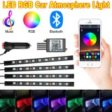 Kit 4 Lumini Ambientale RGB cu Aplicatie Telefon Bluetooth, 12V, 9 LED, 17 cm LAL-9