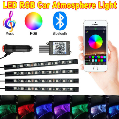 Kit 4 Lumini Ambientale RGB cu Aplicatie Telefon Bluetooth, 12V, 9 LED, 17 cm LAL-9 foto