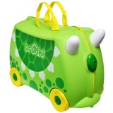Valiza Copii TRUNKI DUDLEY Dinozaurul, 18L, 3-6 Ani, Verde Lime, Bagaj de Mana, Roti si Coarne, Tractabila, 46x21x31 cm