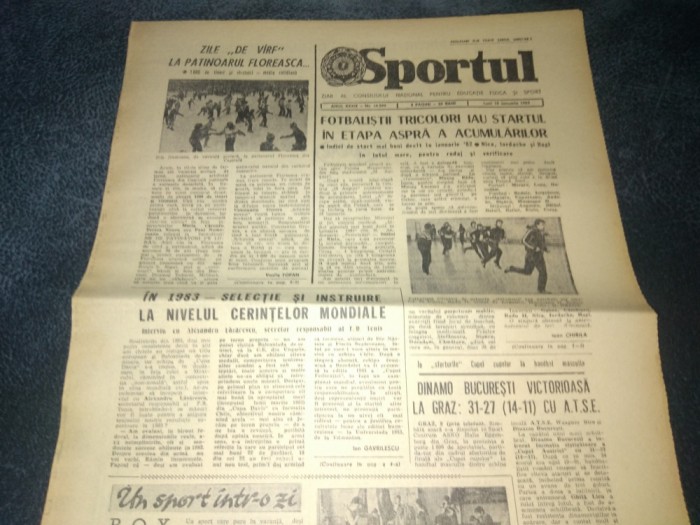 ZIARUL SPORTUL 10 IANUARIE 1983
