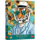 PUZZLE TREFL 500 PREMIUM PLUS PETS AS ART DOMNUL TIGRU SI FLOAREA SOARELUI
